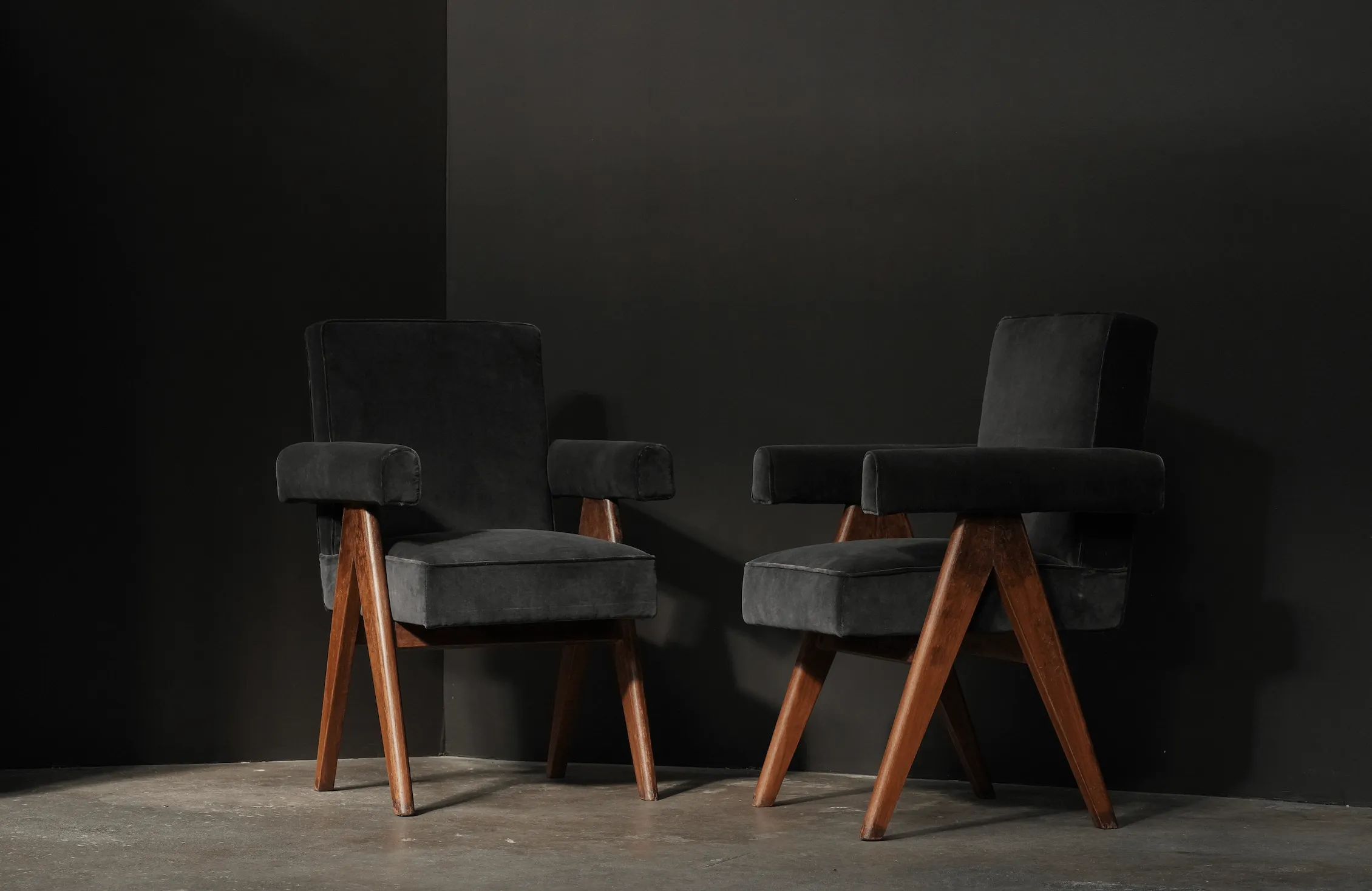 Pierre Jeanneret Upholstered Dining Armchairs