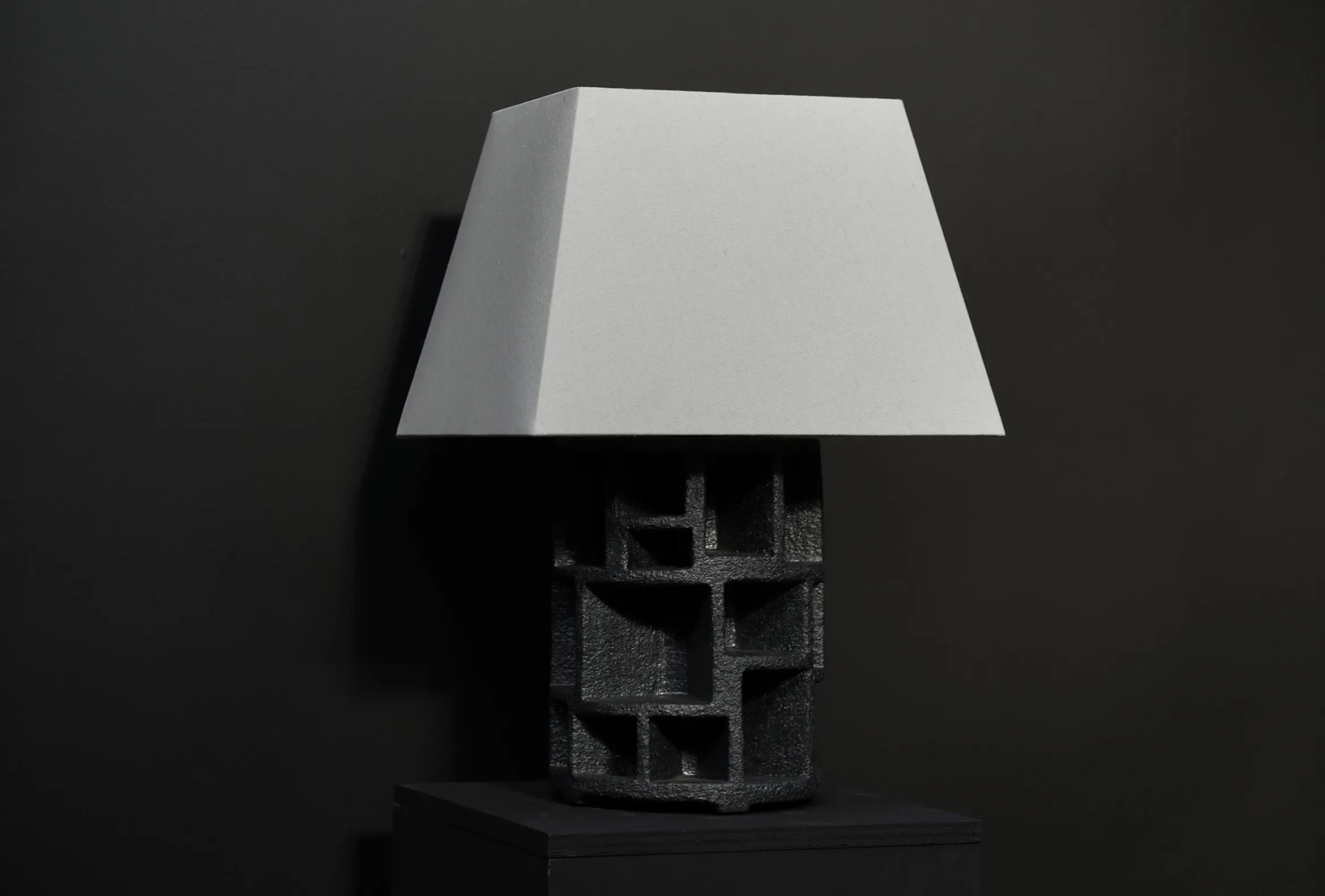 Textured Sculptural Lamp, Charcoal