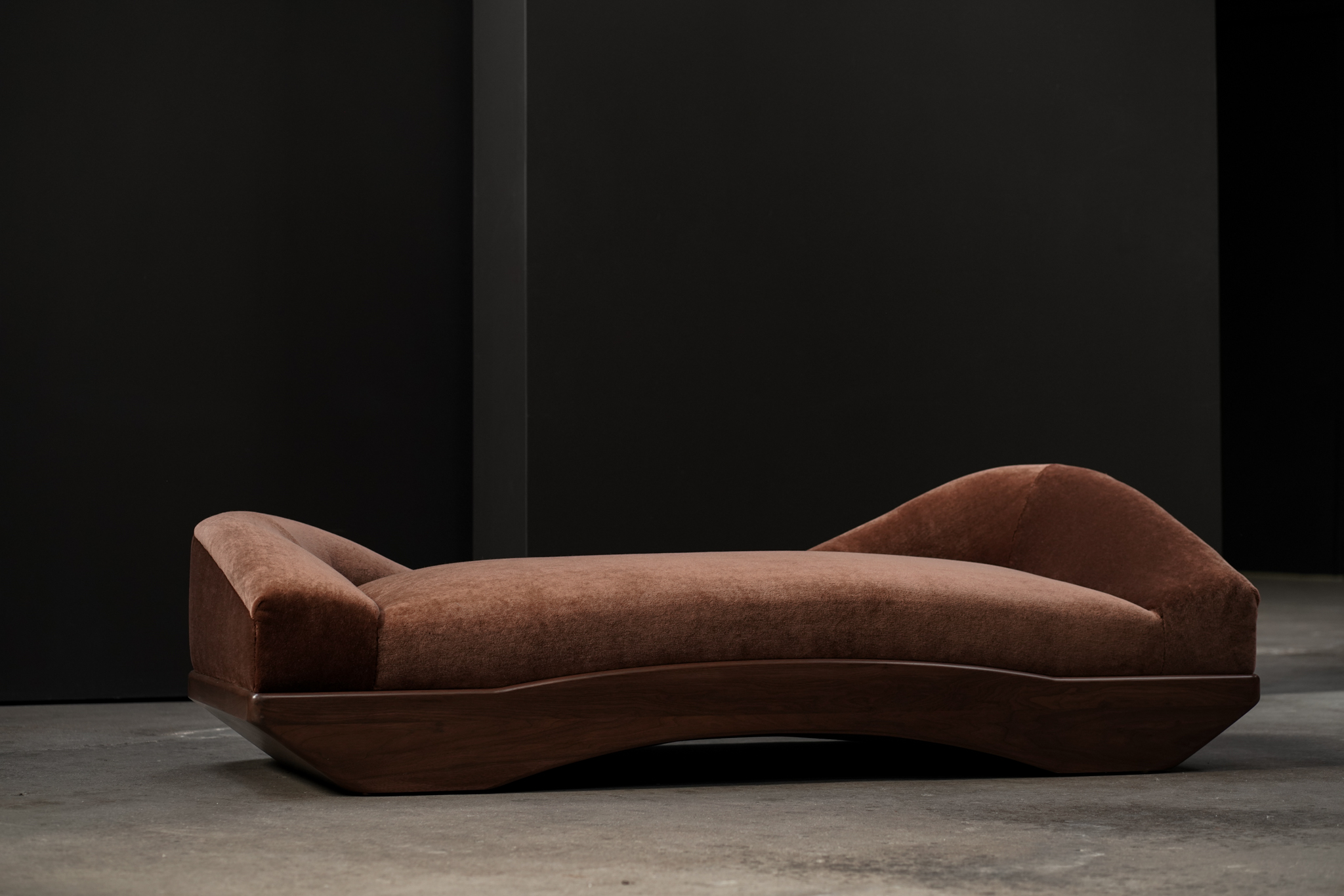 Vela Settee in Chestnut Mohair, by Studio Vushyan