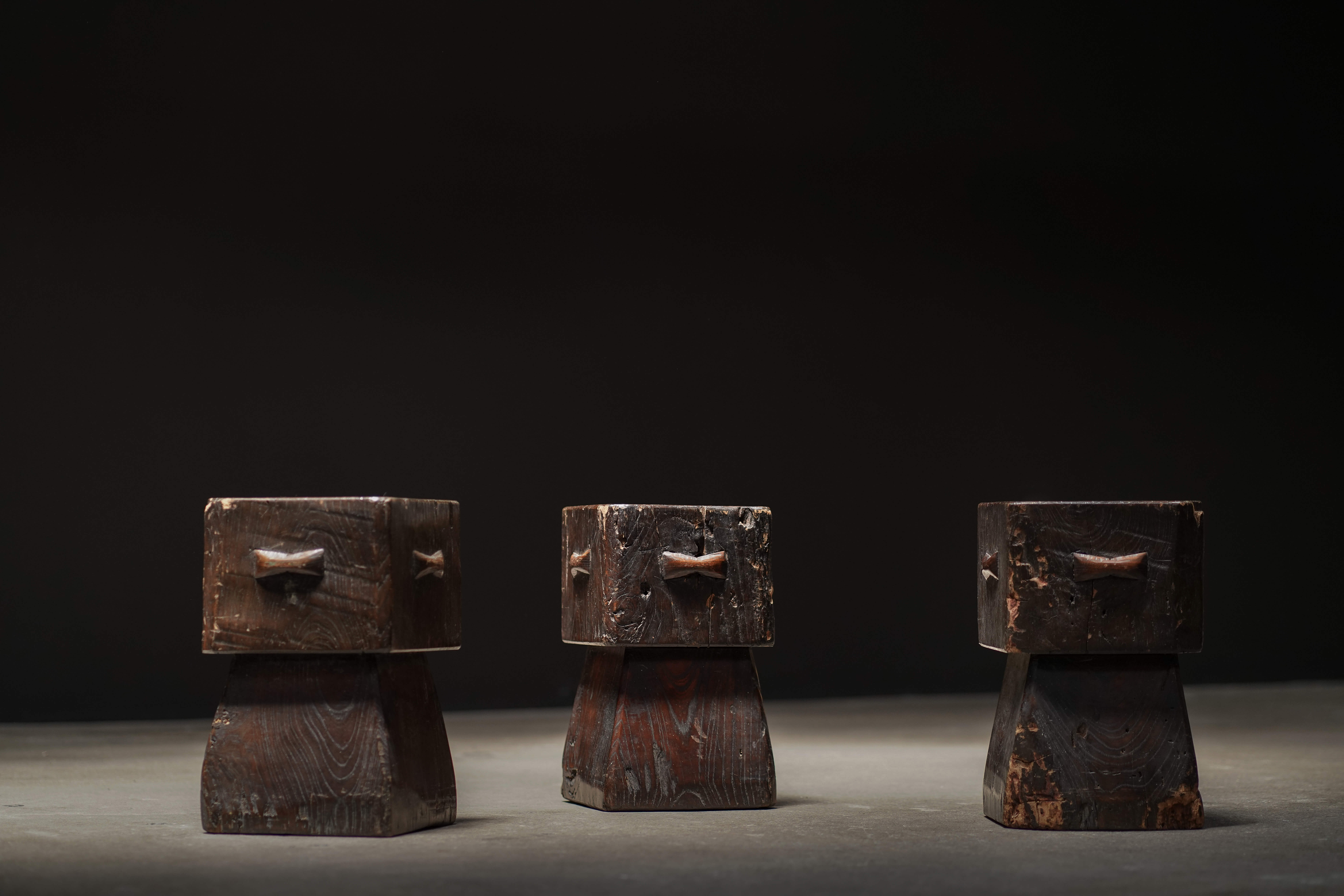 Carved Block Side Table