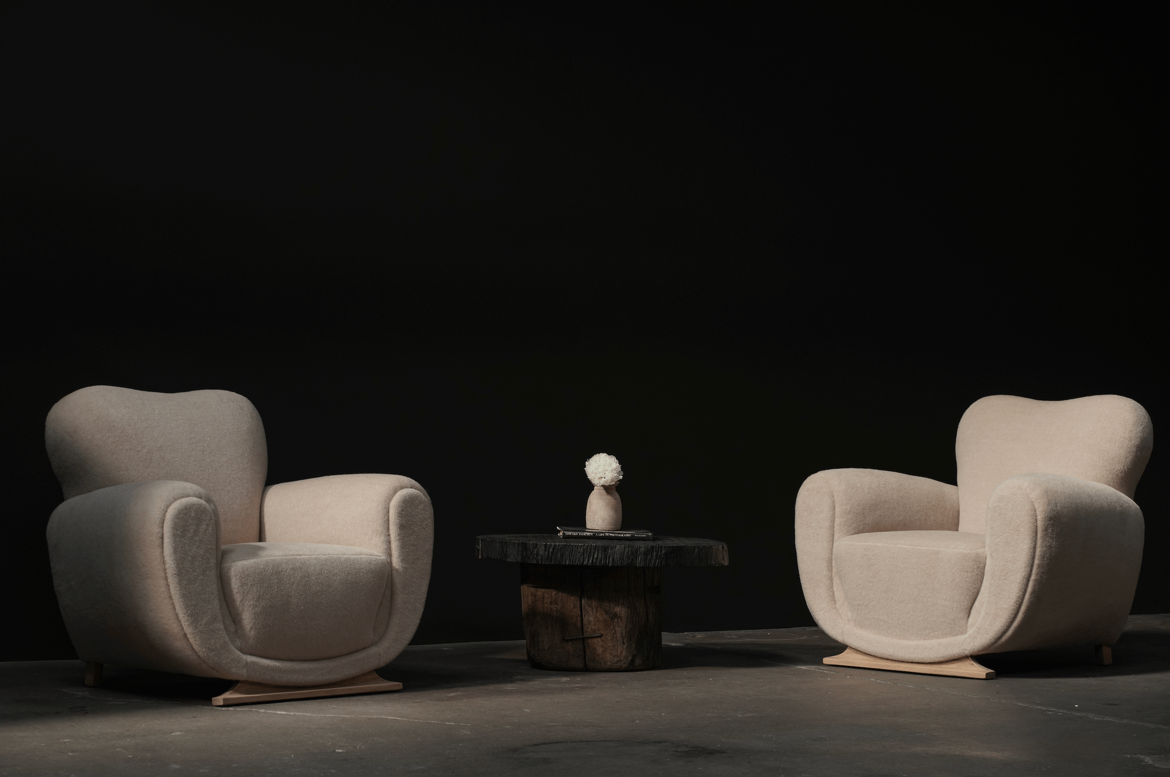 Pair of French Deco Lounge Chairs, Alpaca