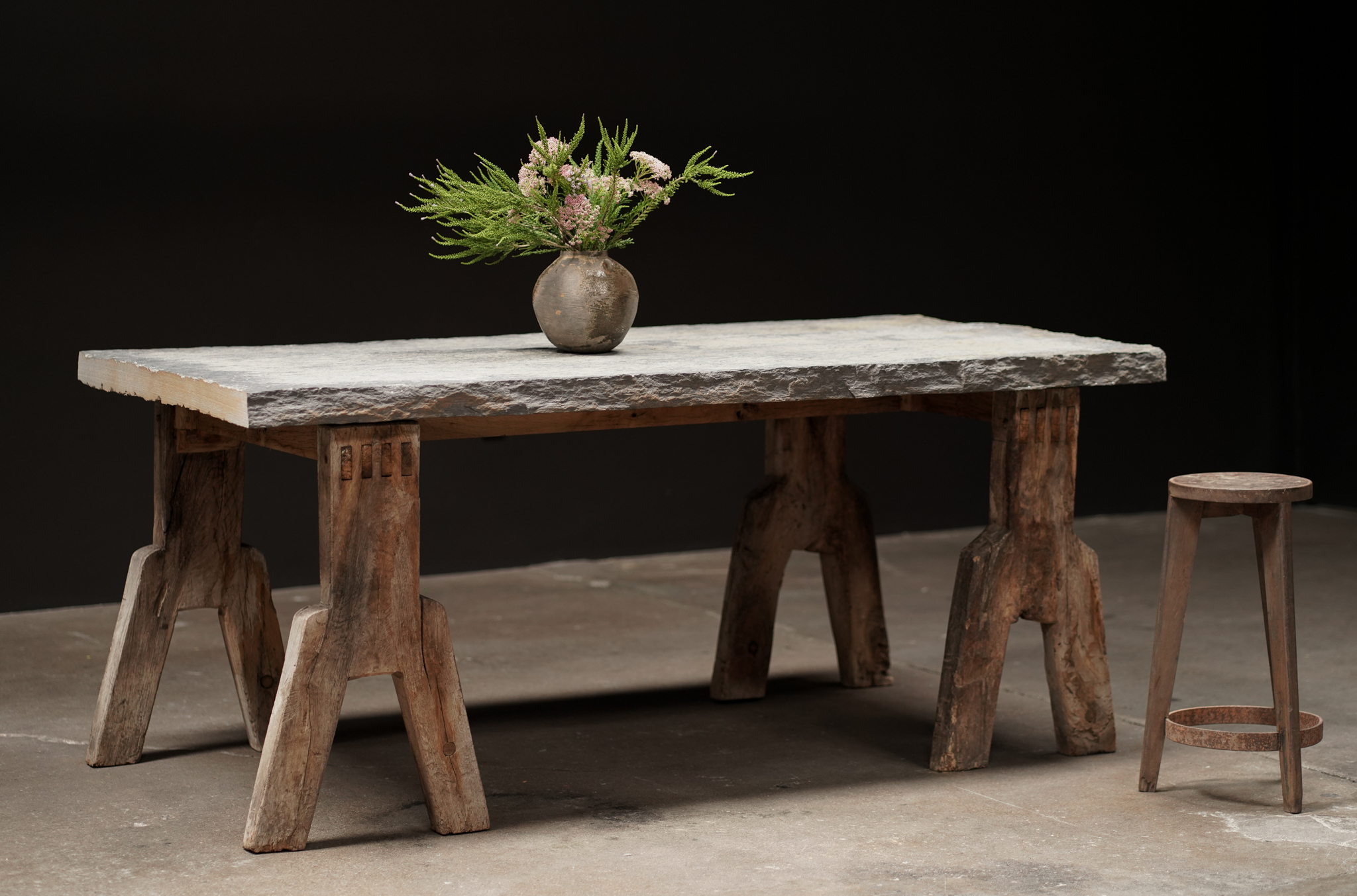 Massive Natural Stone Top Table