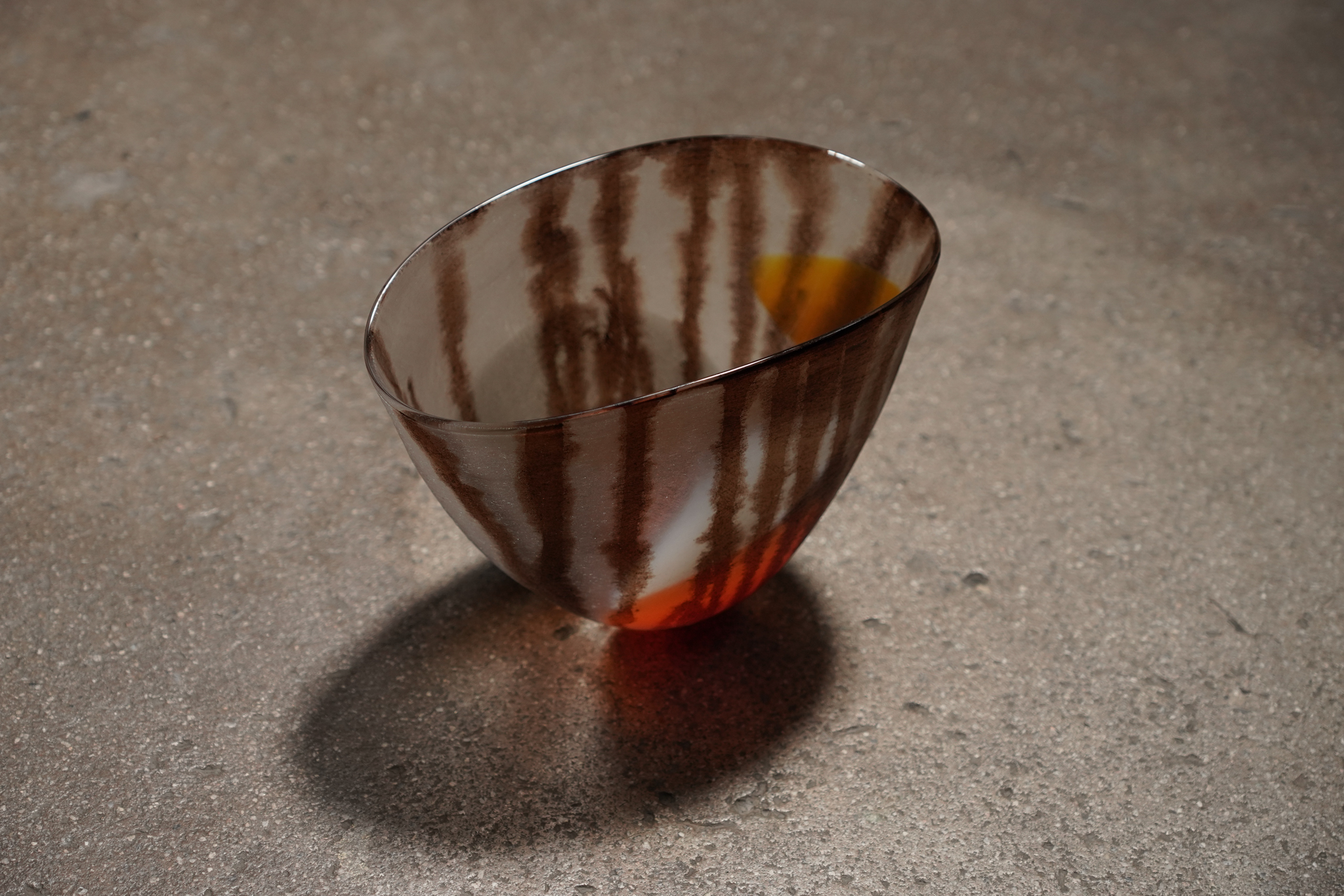 Japanese Glass Vessel, Brown Stripe Medium
