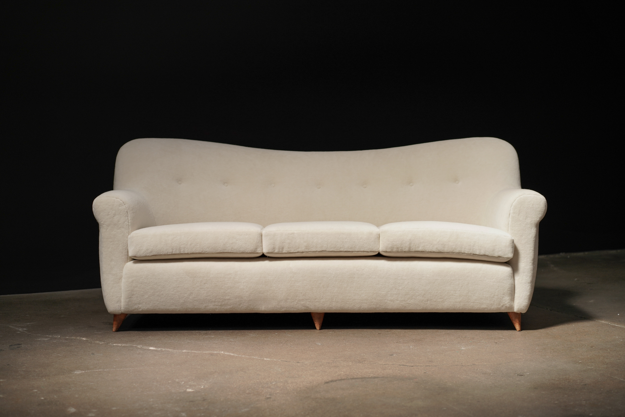 Three Seat Sofa, Ivory Mohair