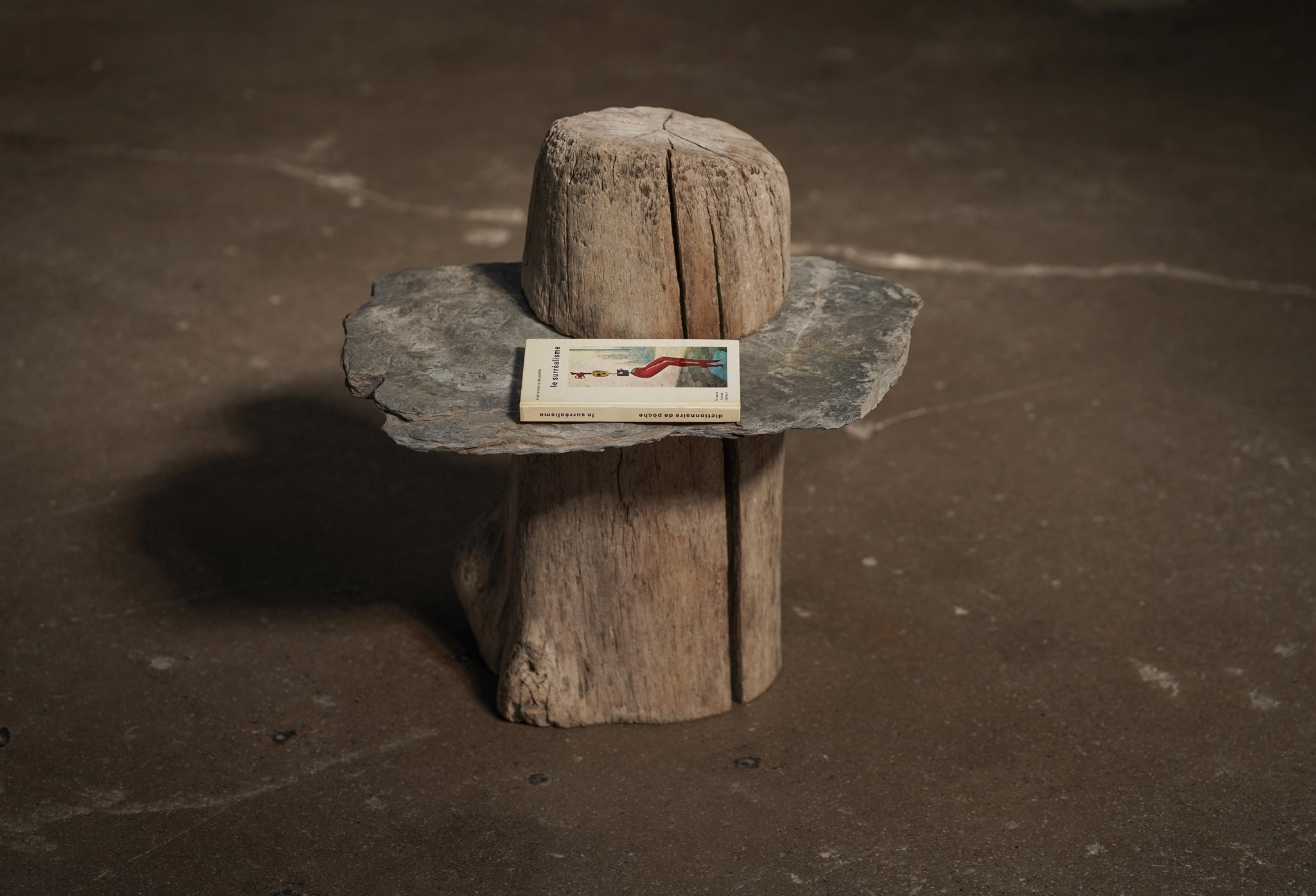 Peg Wood and Stone Side Table
